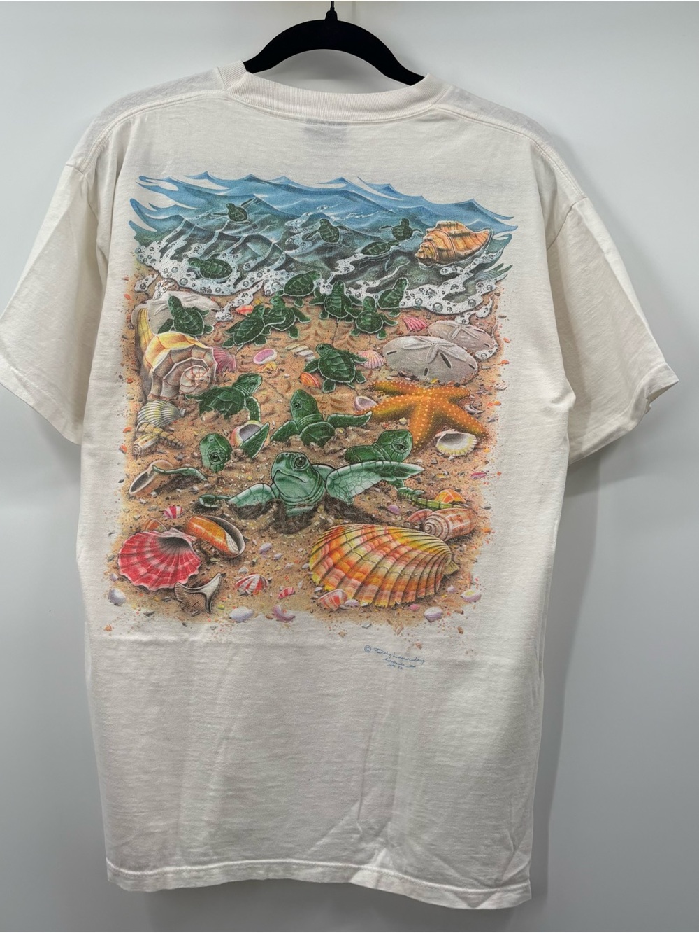 Dirty Laundry Cream Short Sleeve Tee with Colorful Sea Turtle & Shell Graphic